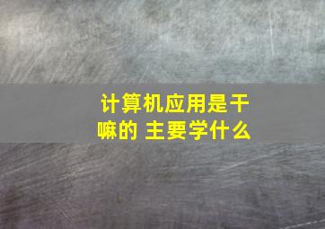 计算机应用是干嘛的 主要学什么